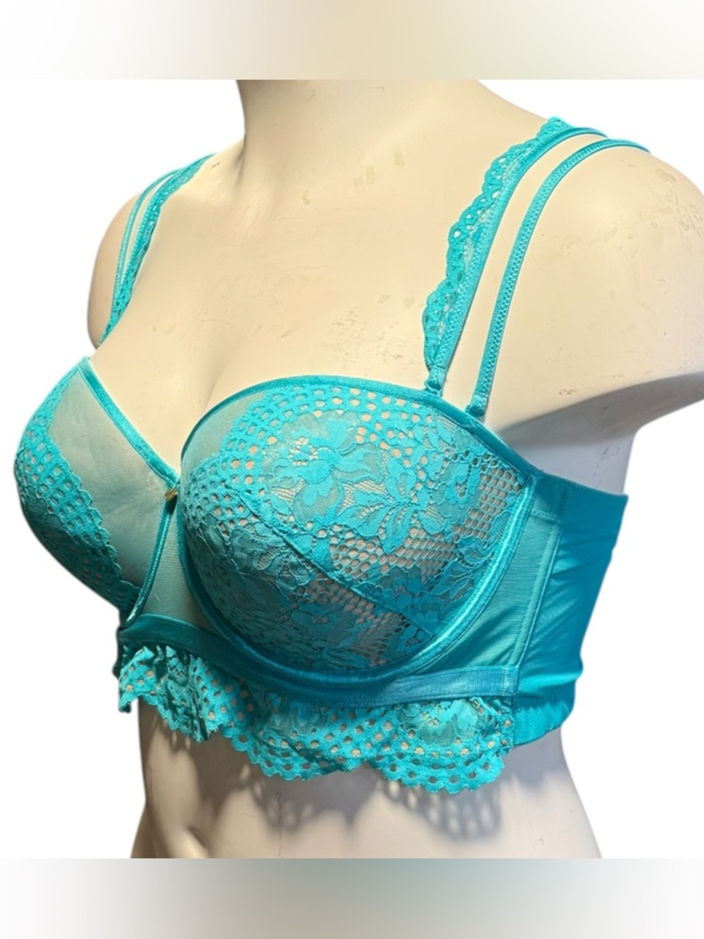 Cacique Turquoise Lace Longline Balconette Bra